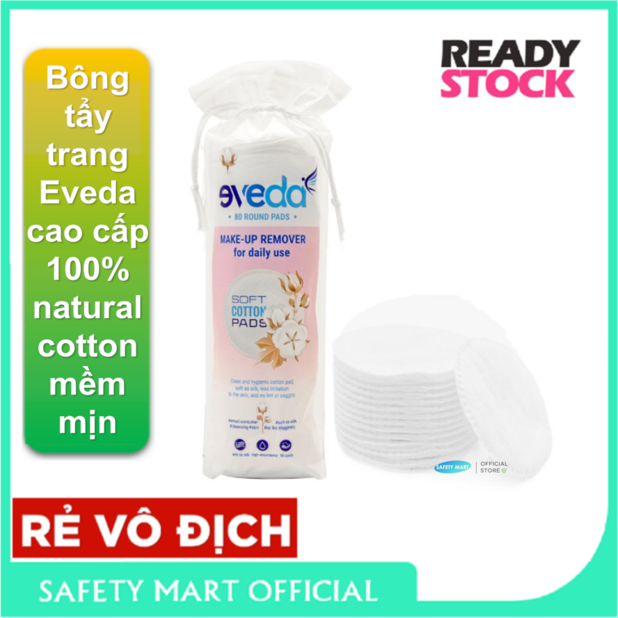 Set cotton makeup remover premium eveda japanese technology technology 100% natural good absorbent, soft smooth use makeup remover, support makeup-genuine goods safety Mart official