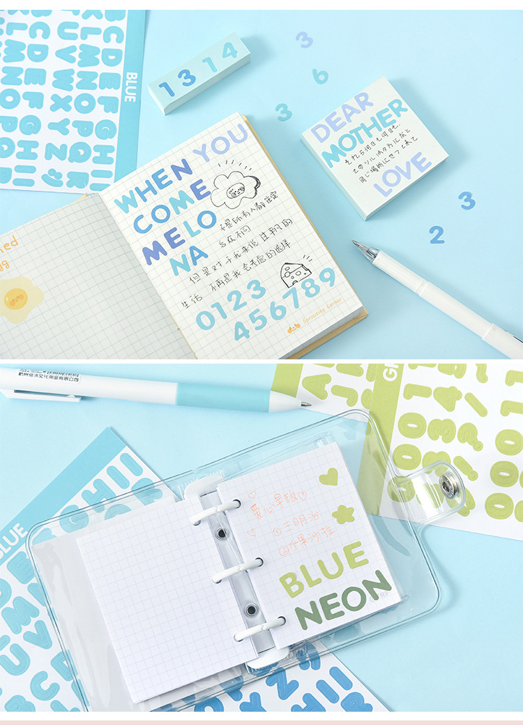 Set 2 tấm sticker chữ và số dùng để trang trí