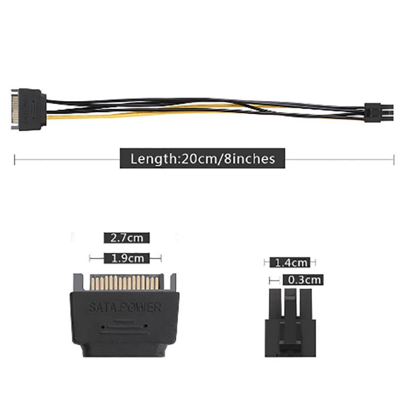 Cáp nguồn SATA sang 6PIN (cáp nguồn SATA sang VGA card 6PIN)-20Cm