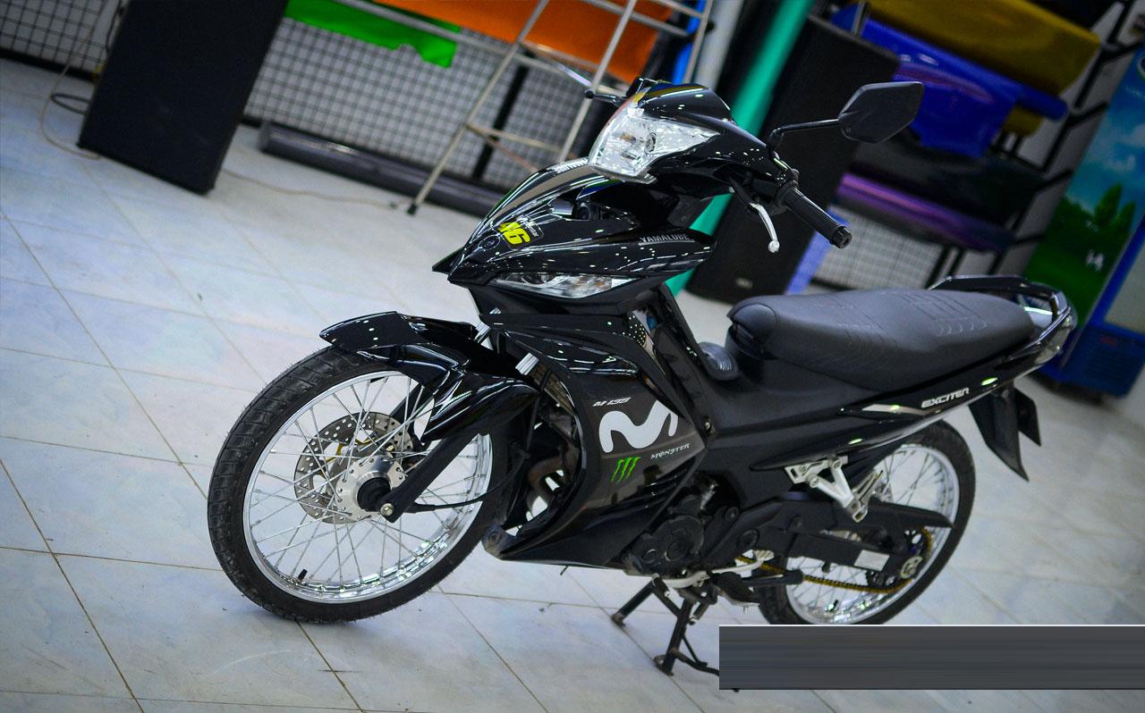 Tem trùm ex135 Đen Movistar Monster - Độ tem xe máy ex135 đen movistar monster - Chế tem trùm xe máy exciter 135 rẻ đẹp
