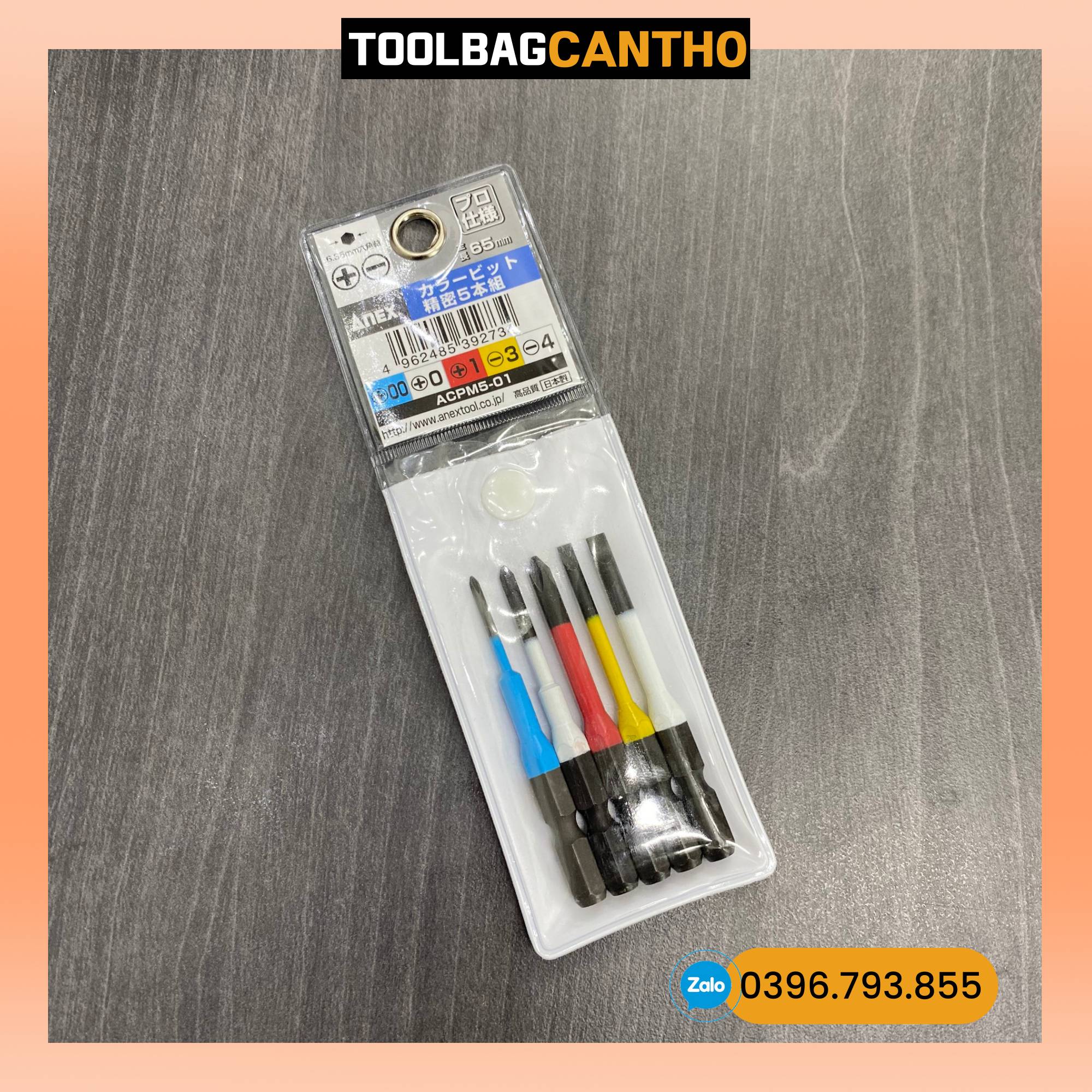 Vỉ 5 mũi vít +00,+0+1-3-4 x 65 Anex ACPM5-01