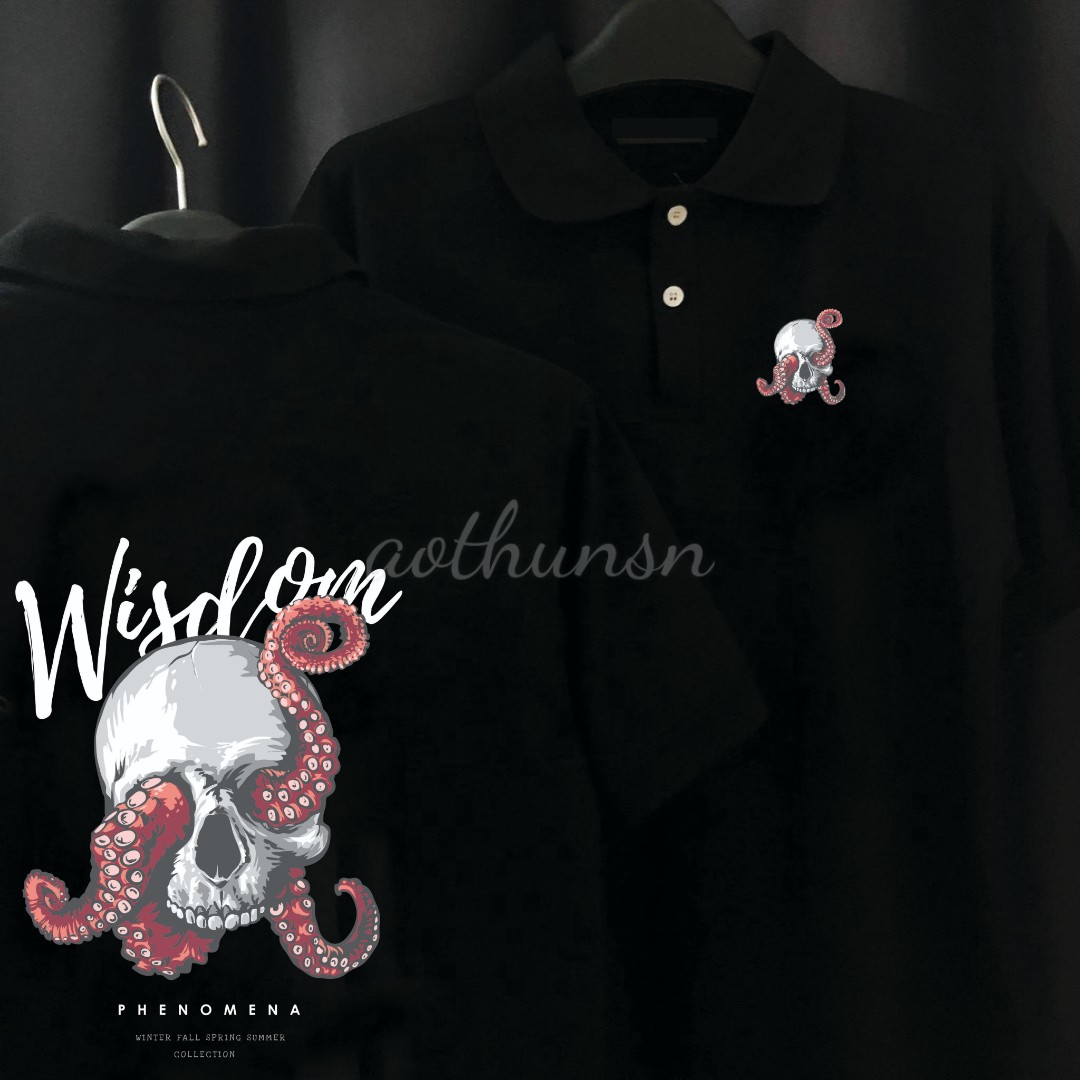 (aothunsn) Áo thun cổ trụ cổ bâu polo WISDOM (VẢI DA CÁ)