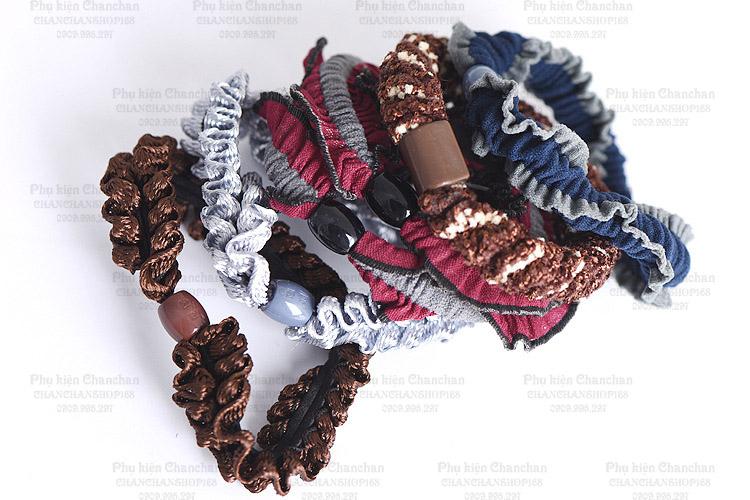 Combo 10 sợi cột tóc thun bọc ren, nhung 35k