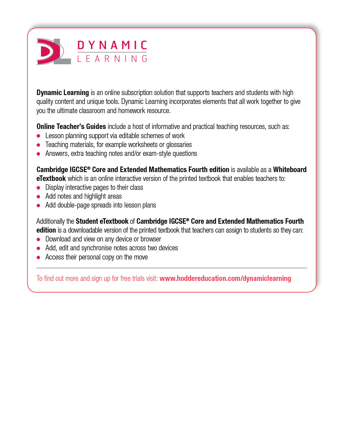 Cambridge IGCSE Mathematics Core and Extended