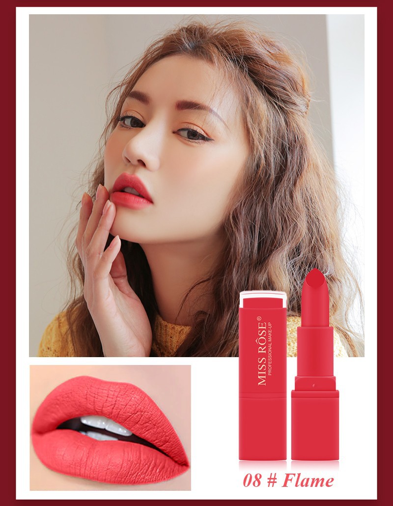 [Chuyên sỉ]  Combo 5 Son Lì dưỡng môi Miss Rose 3D đỏ siêu mịn