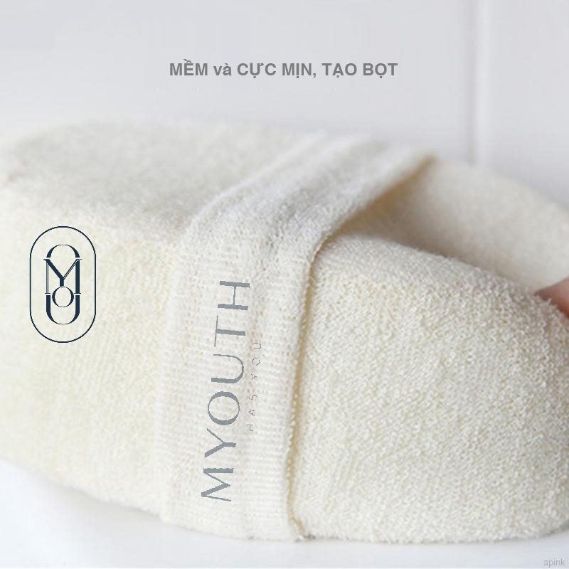 Bông tắm tạo bọt 2 mặt (mềm + tẩy da chết)