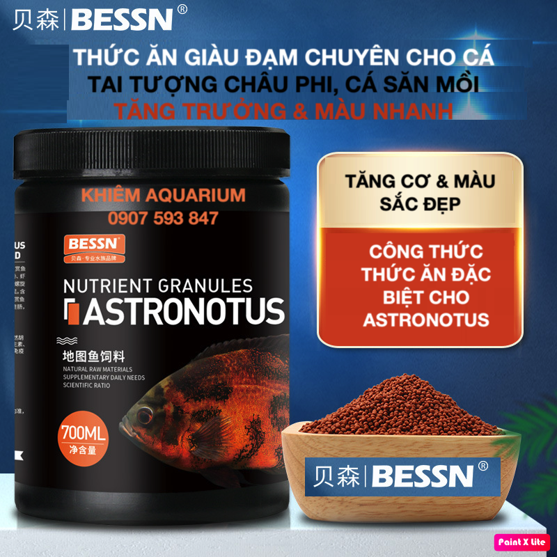 Cám cá vàng BESSN ASTRONOTUS 450g, Siêu kích màu cho cá cảnh TAI TƯỢNG CHÂU PHI, THẦN TAI, LA HÁN CÁ SĂN MỒI(hulx,hikari,mizuho)