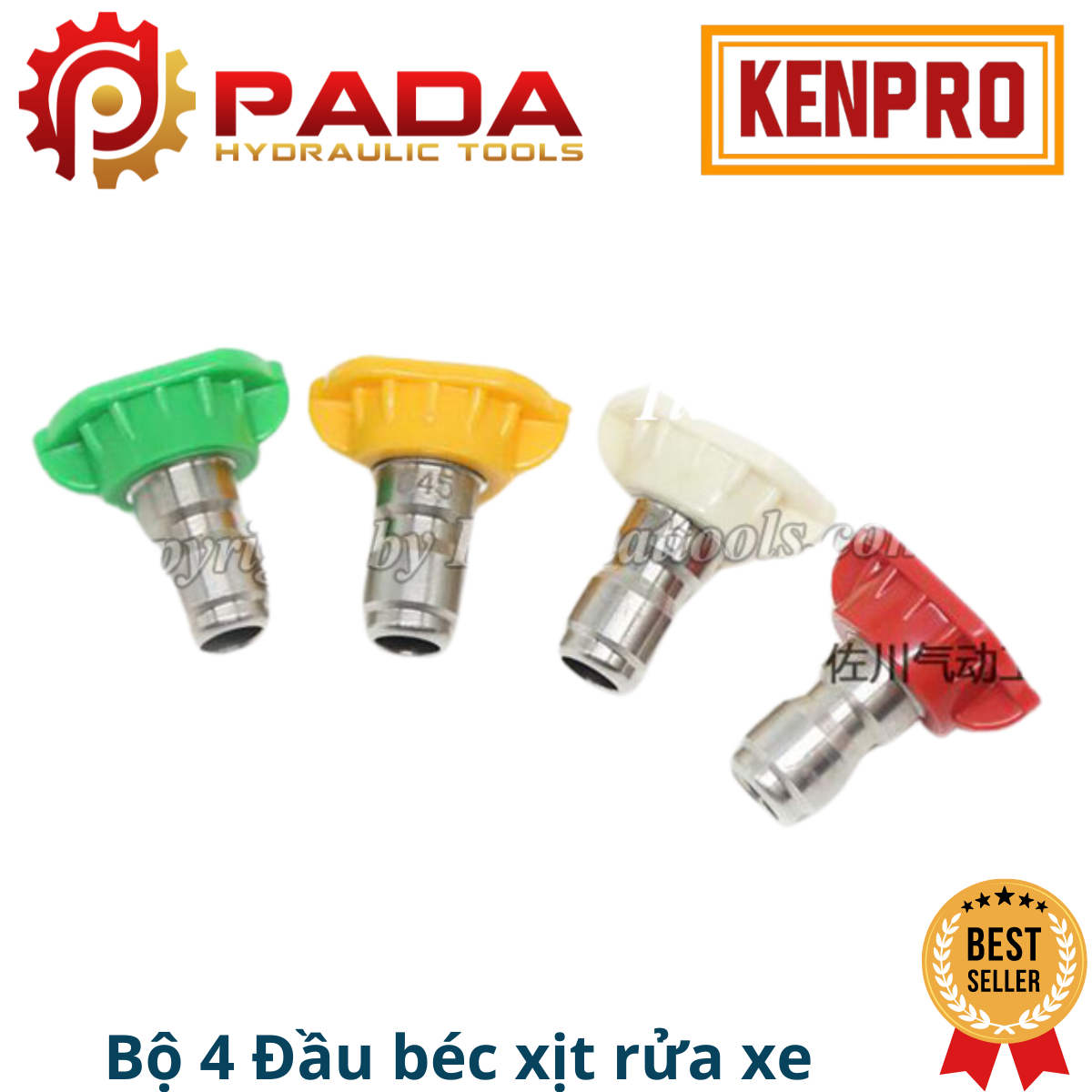 Bộ 4 Đầu béc xịt rửa xe chỉnh tia 0-15-25-40 độ chất liệu thép không gỉ