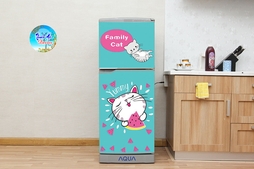 Decal dán trang trí tủ lạnh mẫu cute