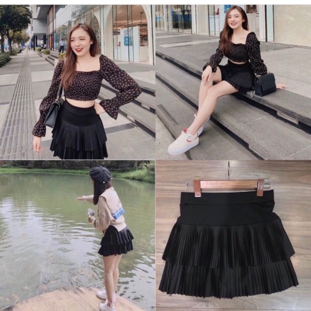 CHÂN VÁY XÒE 2 TẦNG DẬP LY HOT HIT