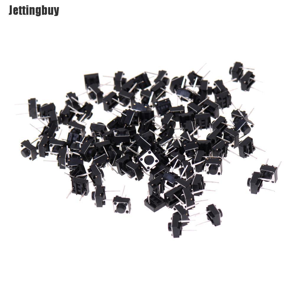 Jettingbuy 100pcs 2pins Tactile Push Button Switch Tact Switch 6X6X5mm Momentary