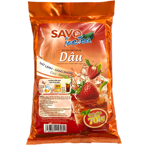 Trà Dâu Hòa Tan SAVO (Strawberry Icetea) - Túi 800g