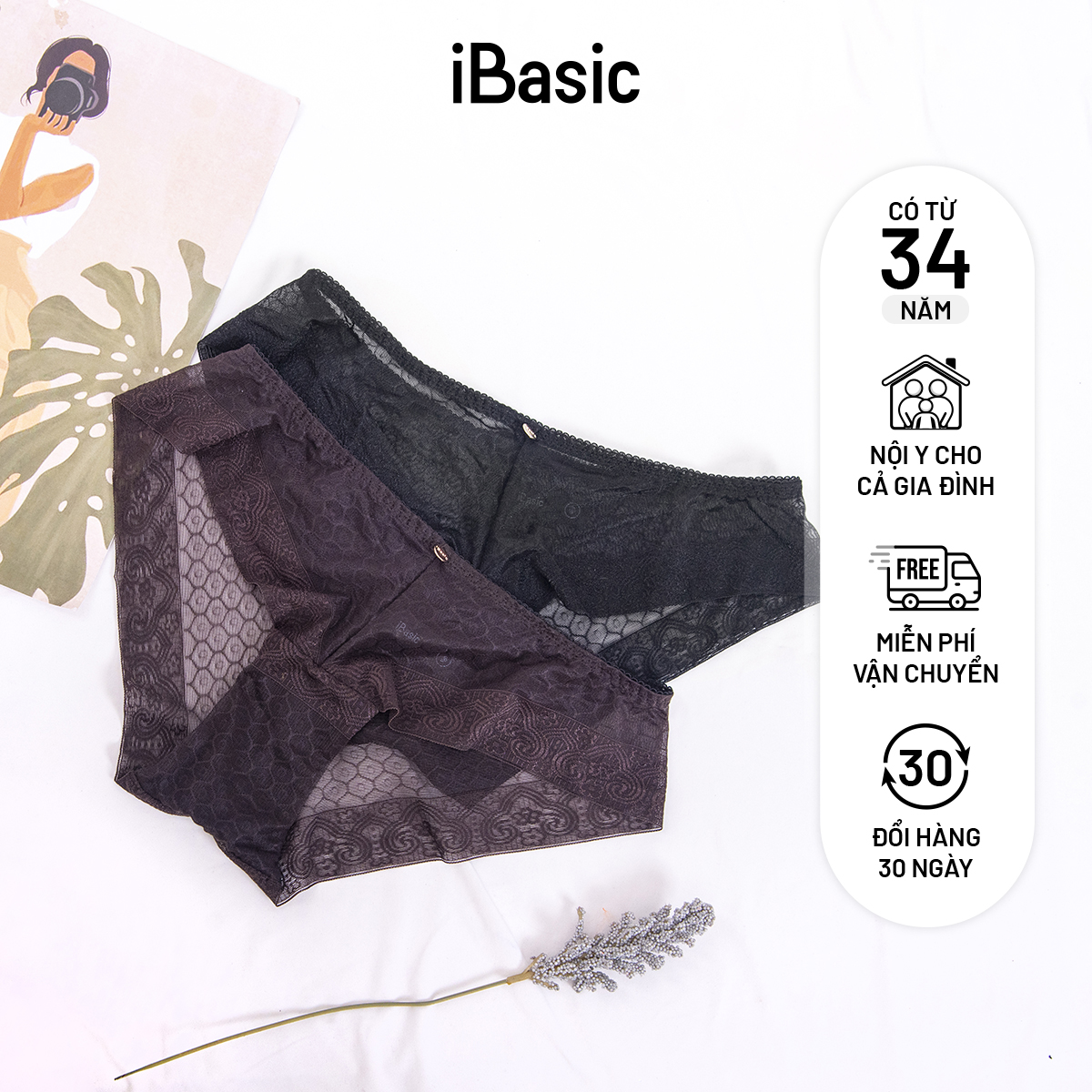 Quần lót nữ iBasic bikini ren PANW159