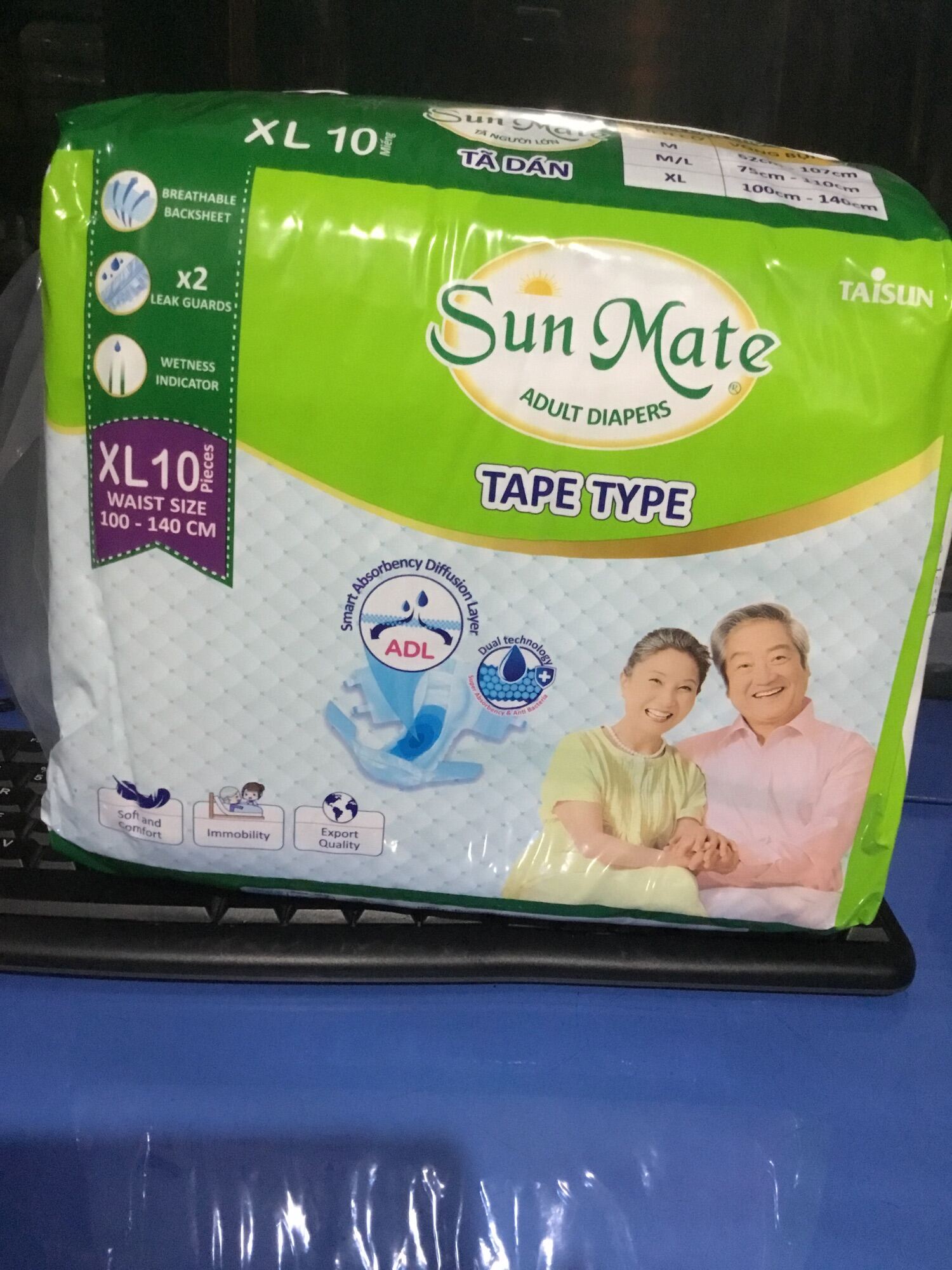 [Tp HCM] Combo 4 Gói Tã dán Sunmate XL10 - Date luôn mới
