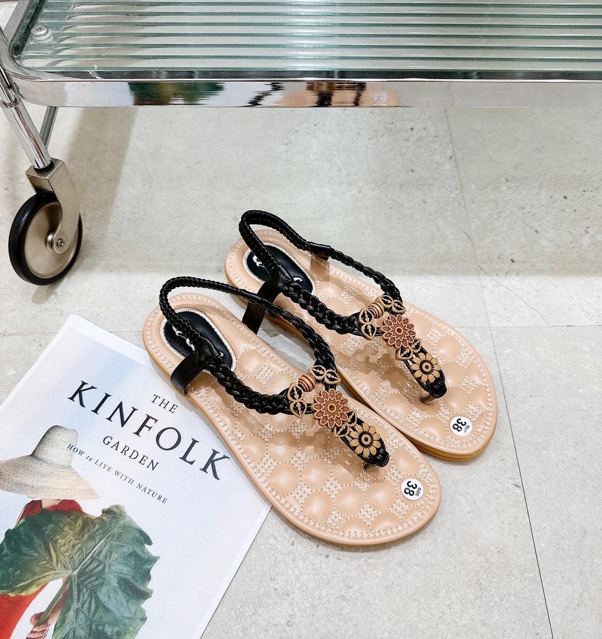 Dép sandal đính đá thổ cẩm
