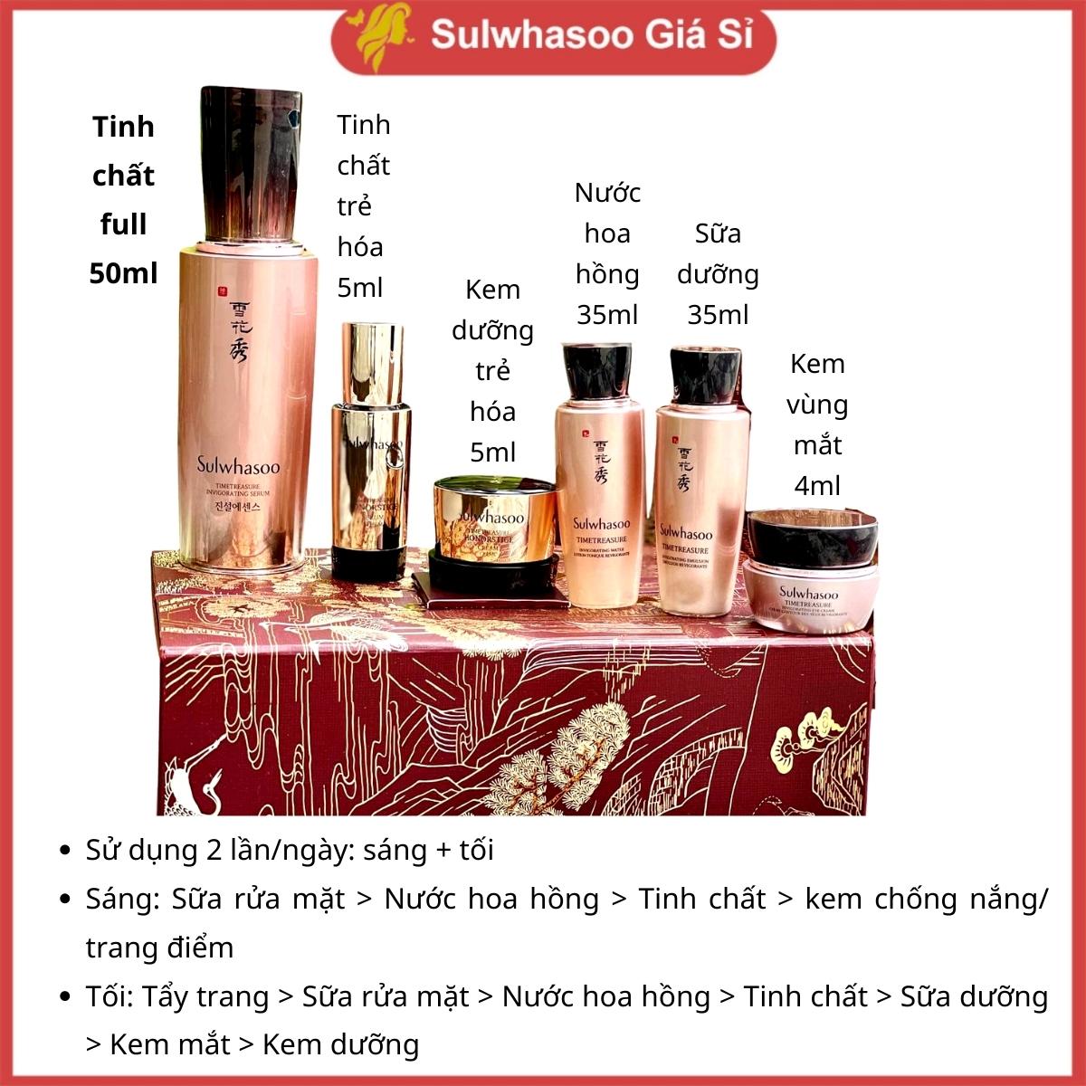 Set dưỡng da thông đỏ Sulwhasoo Timetreasure 6 sản phẩm hỗ trợ cấp ẩm, sáng mượt da, chống lão hóa cải thiện các vấn đề về da, dùng cho mọi loại da, sulwhasoogiasi