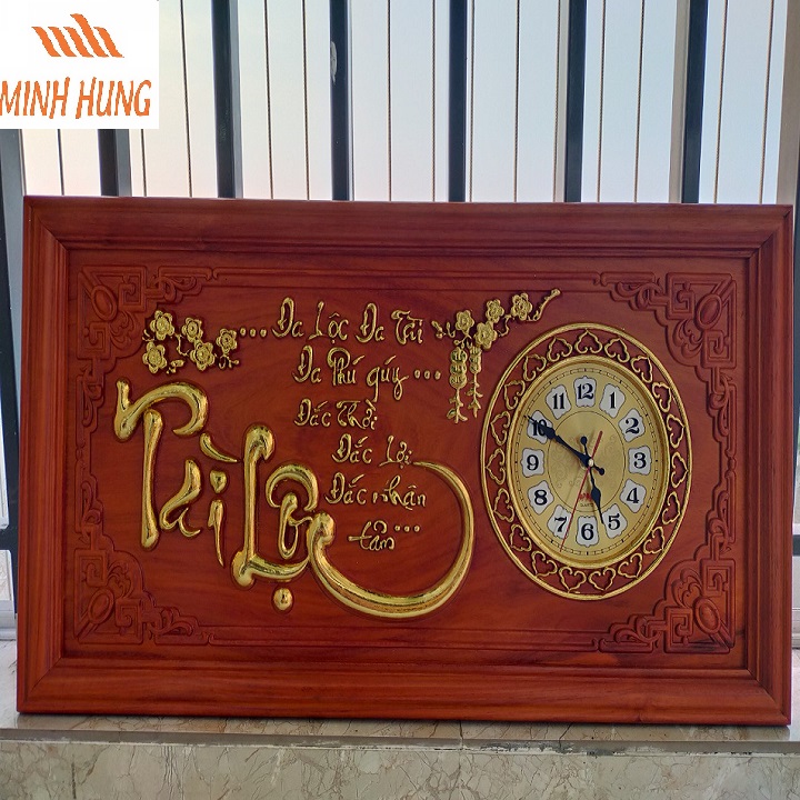 (Bào hành 36 tháng) Tranh đồng hồ treo tường bằng gỗ mẫu Tài lộc