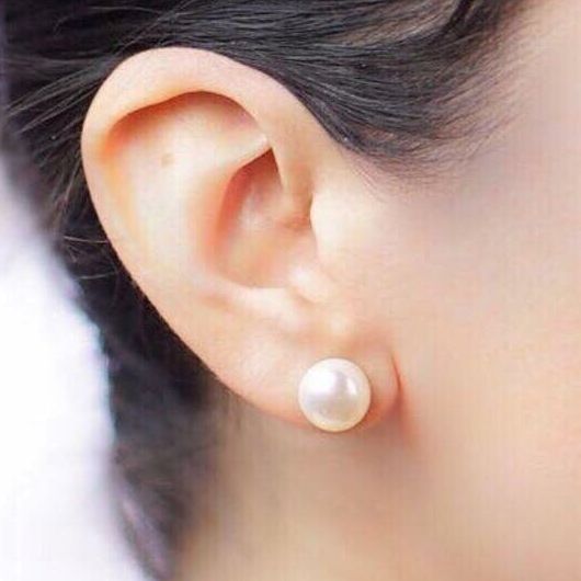 Bông tai vàng đẹp, hoa tai nữ bạc Ý thật cao cấp, BÔNG TAI ngọc trai nụ tự nhiên Trang sức GADO B109 - CAM KẾT BẠC THẬT