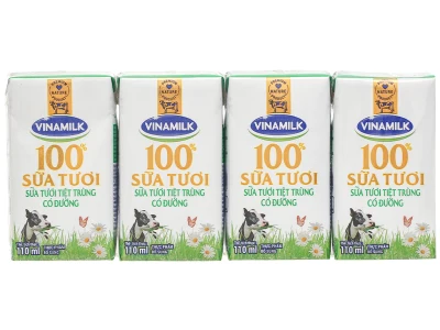 Lốc 4 hộp sữa Vinamilk 100% loại 110ml
