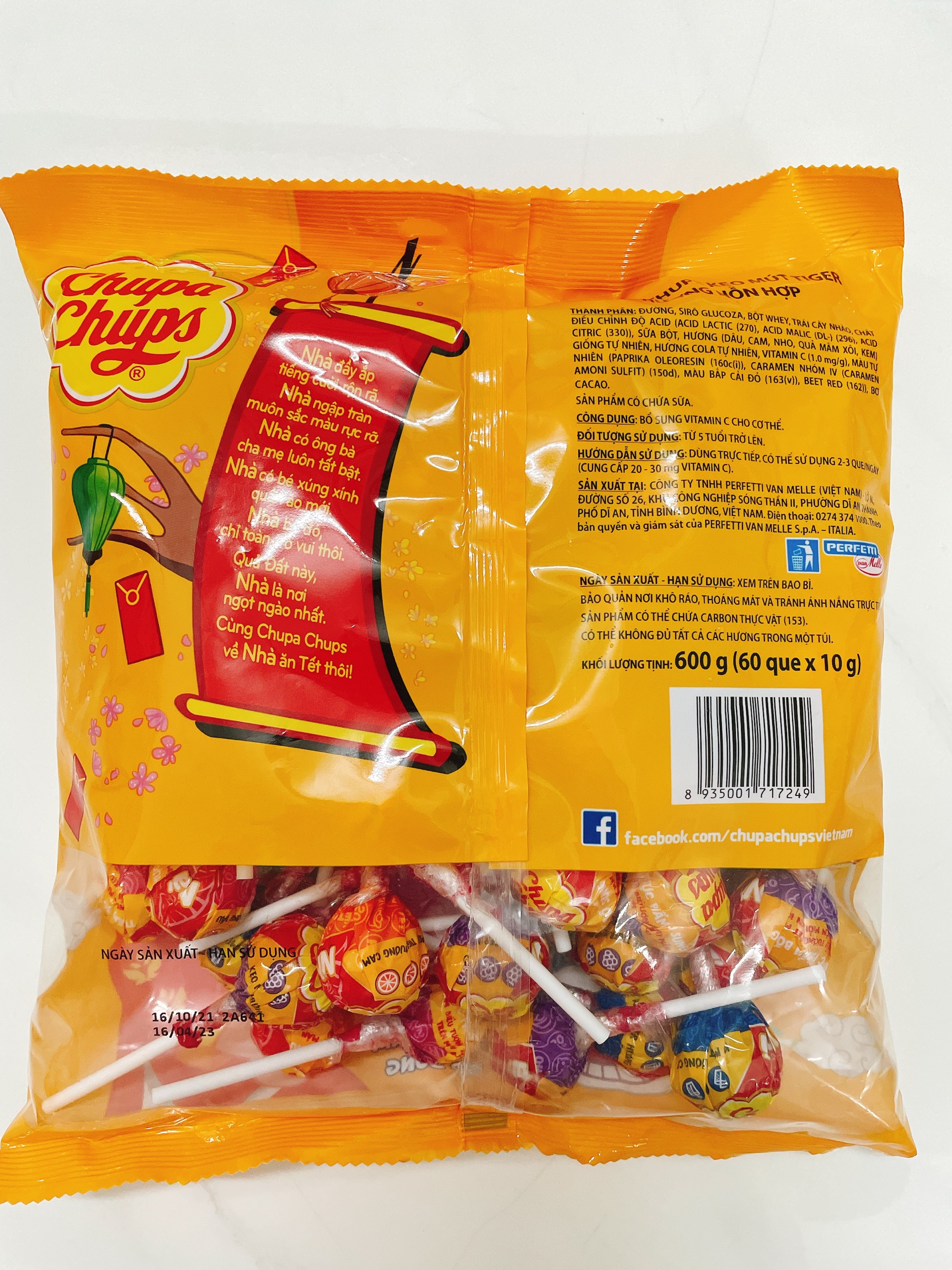 Kẹo Mút Chupa Chups gói 600g (gói 60 que)