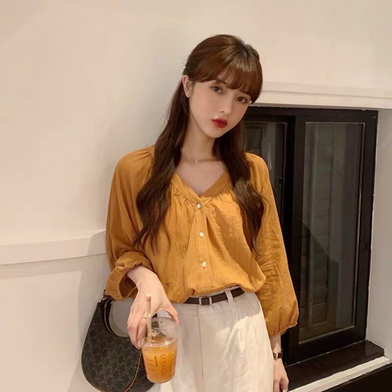 Áo sơ mi cổ tim đơn thời trang TTSA0814