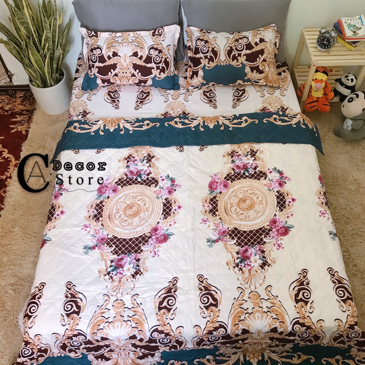Bộ Chăn Ga Gối Cotton Poly Hoàng Gia Trắng , Chất Liệu Thoáng Mát , Kích Cỡ Đa Dạng , By. C.A Decor Store