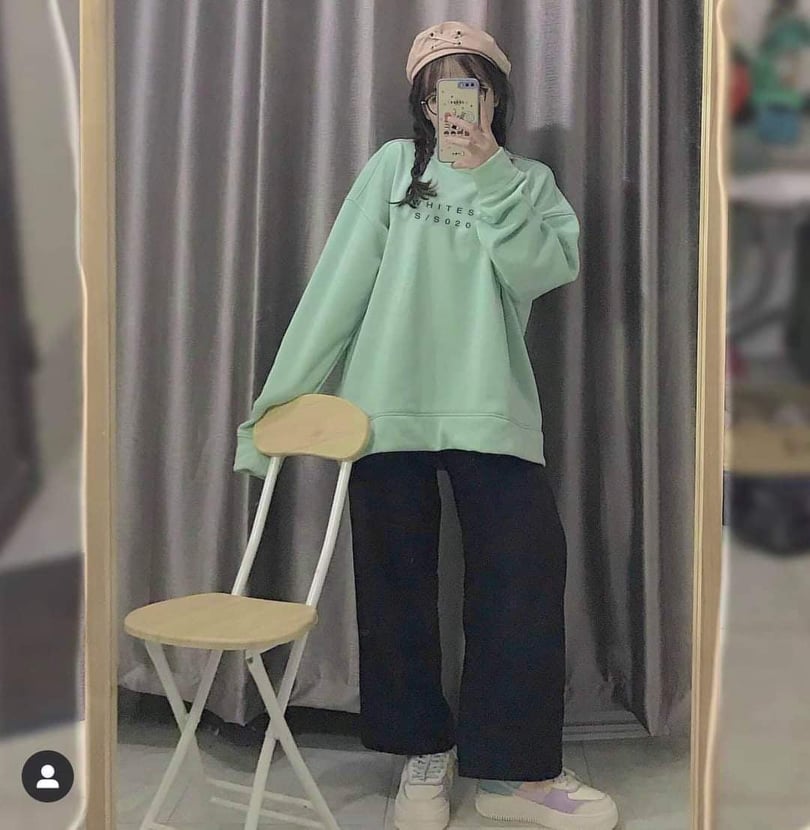 Áo nỉ sweater in chử tiếng anh