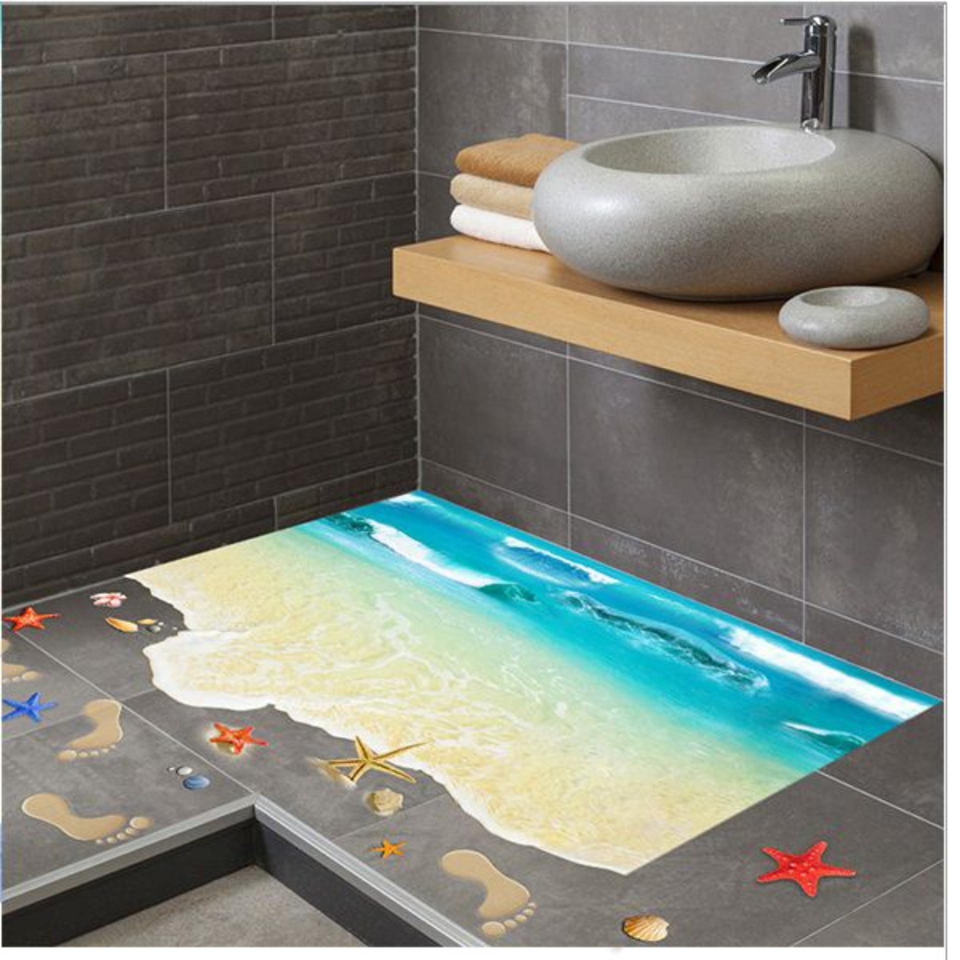 Decal 3D tranh bãi cát biển DCS035 ( 60 x 88 cm)
