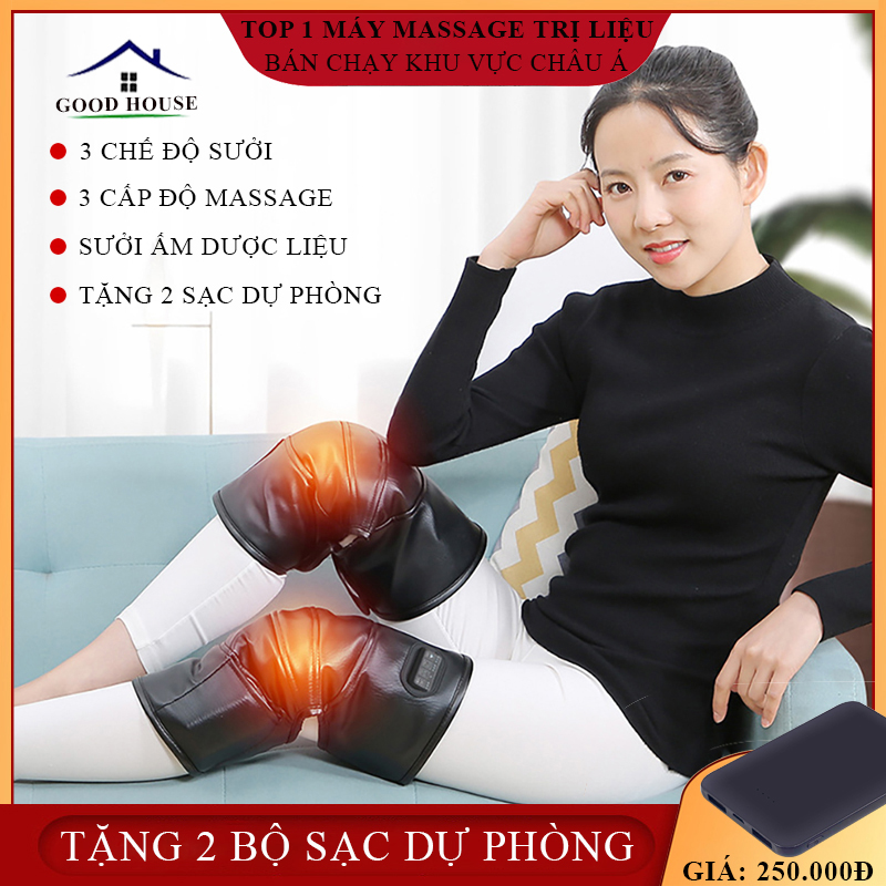 Máy massage đầu gối hồng ngoại vật lý trị liệu, 3 chế độ sưởi ấm, 3 chế độ massage kết hợp cùng thảo dược hỗ trợ điều trị chấn thương xương khớp an toàn và hiệu quả. Bảo hành 2 năm lỗi 1 đổi 1 trong 7 ngày