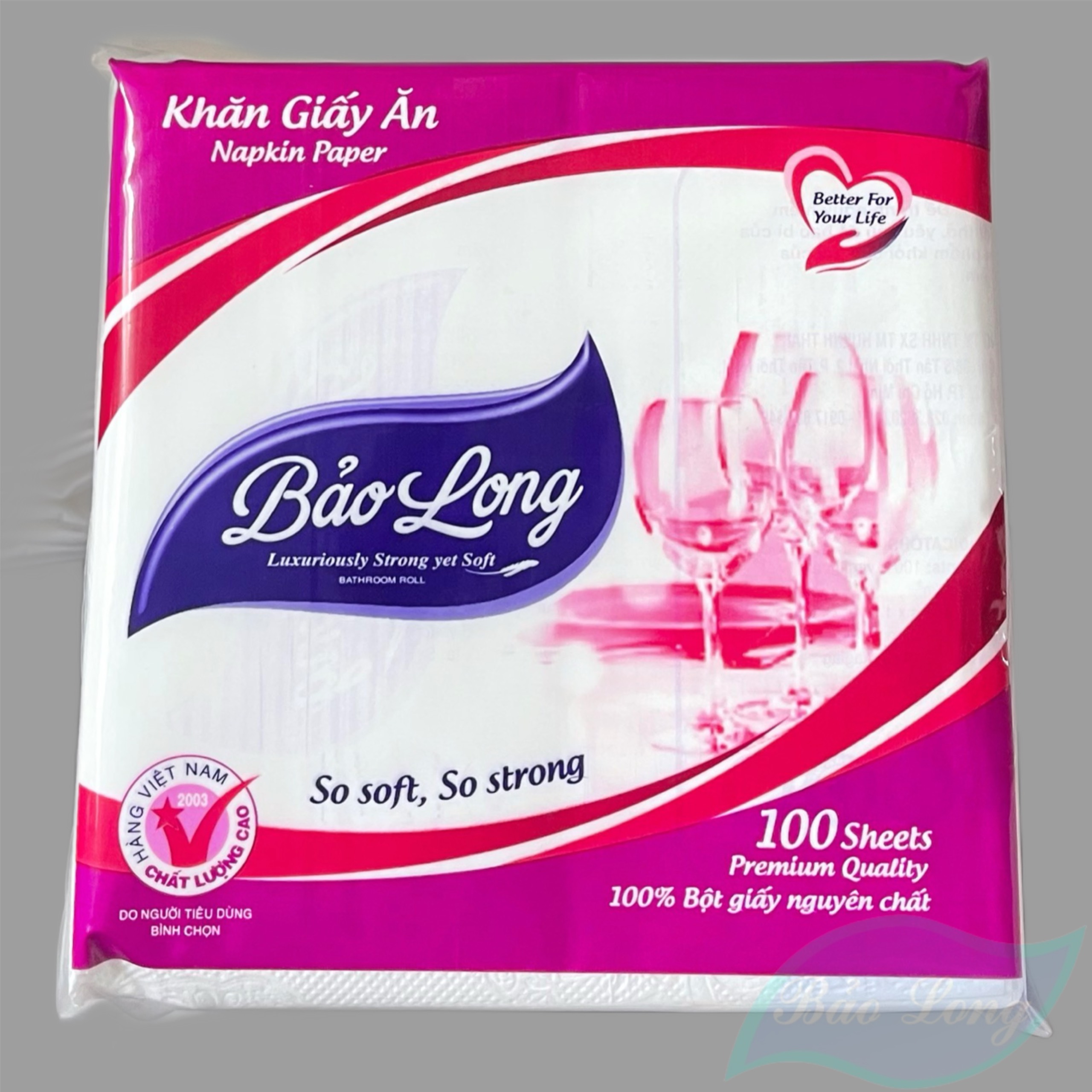 Khăn giấy vuông ăn 100 tờ Bảo Long