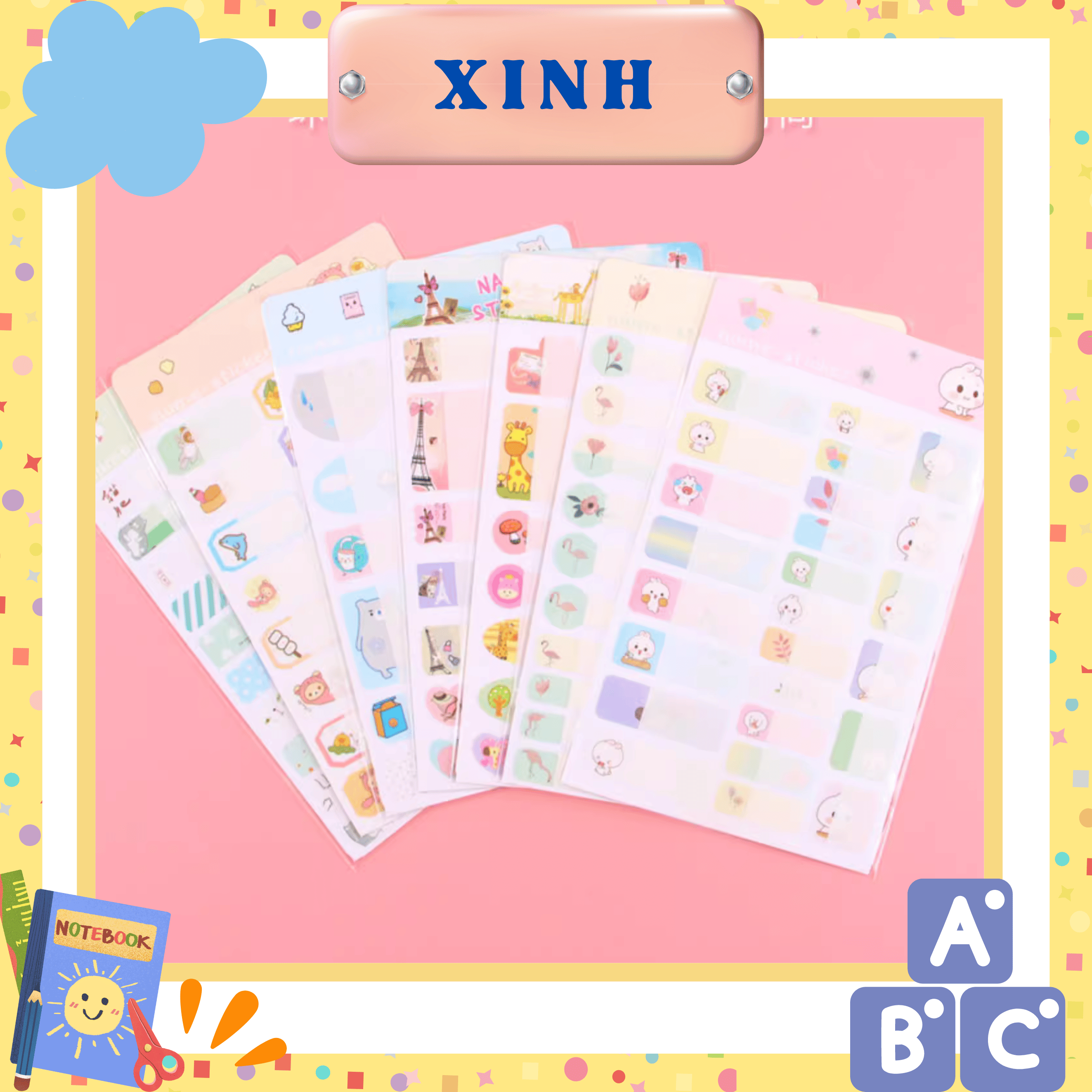 Nhãn dán tên, name sticker mẫu dễ thương