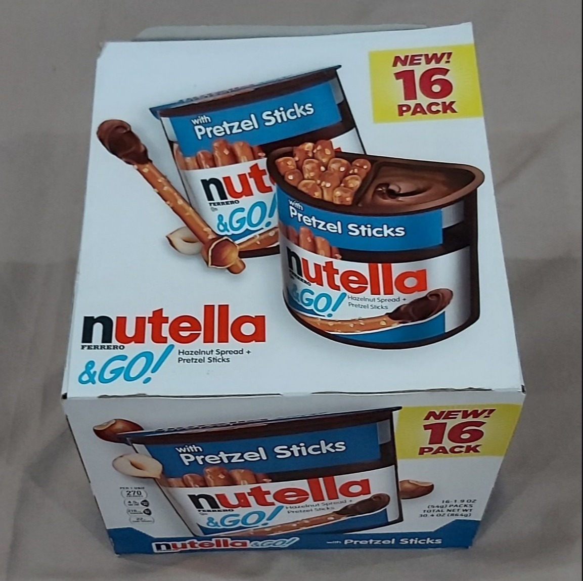 Bánh quy chấm socola Nutella & Go Mỹ (Pretzel Sticks New) - Date T3/2023