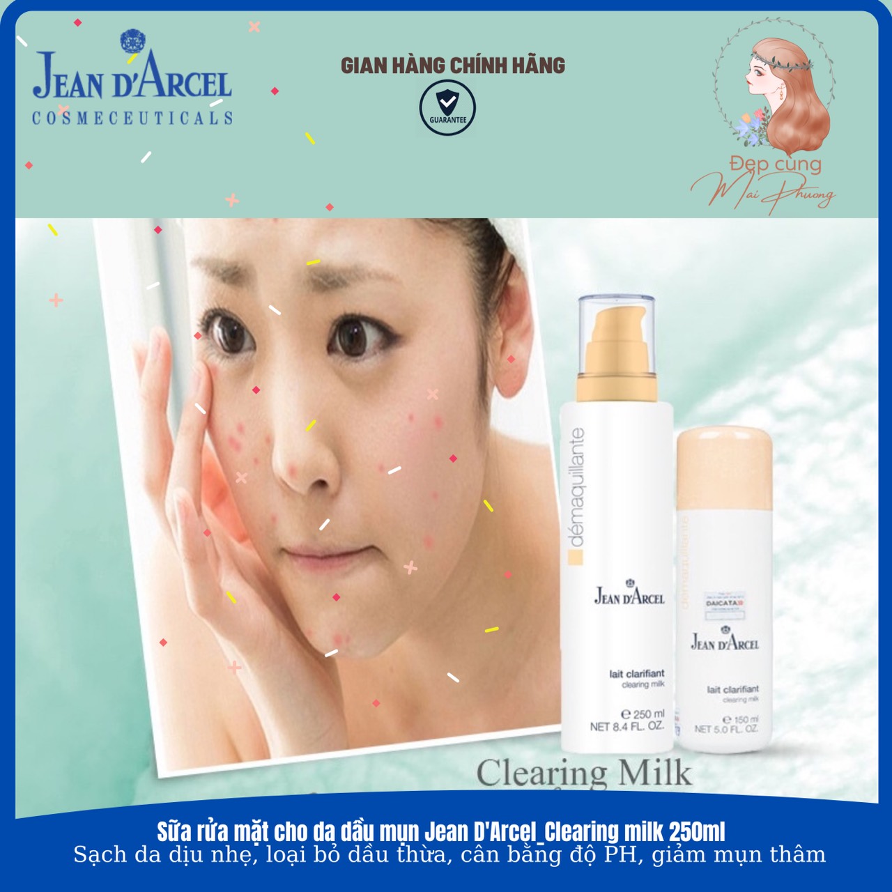 SỮA RỬA MẶT CHO DA DẦU MỤN JEAN D'ARCEL CLEARING MILK