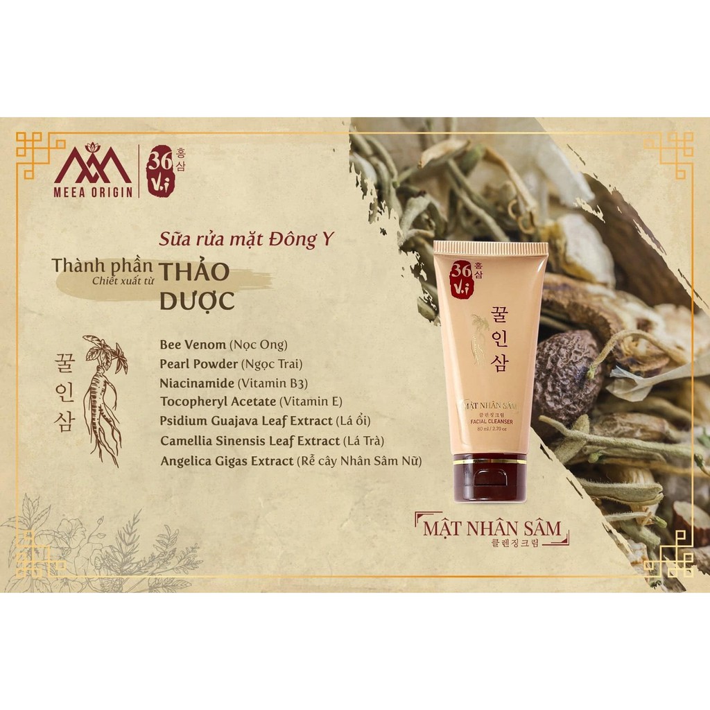 [HCM]Sữa rửa mặt sâm đỏ 36 Vị Meea Origin 80ml