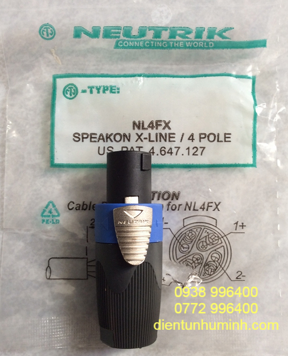 [HCM]Jack cắm loa SPEAKON NEUTRIK NL4FX