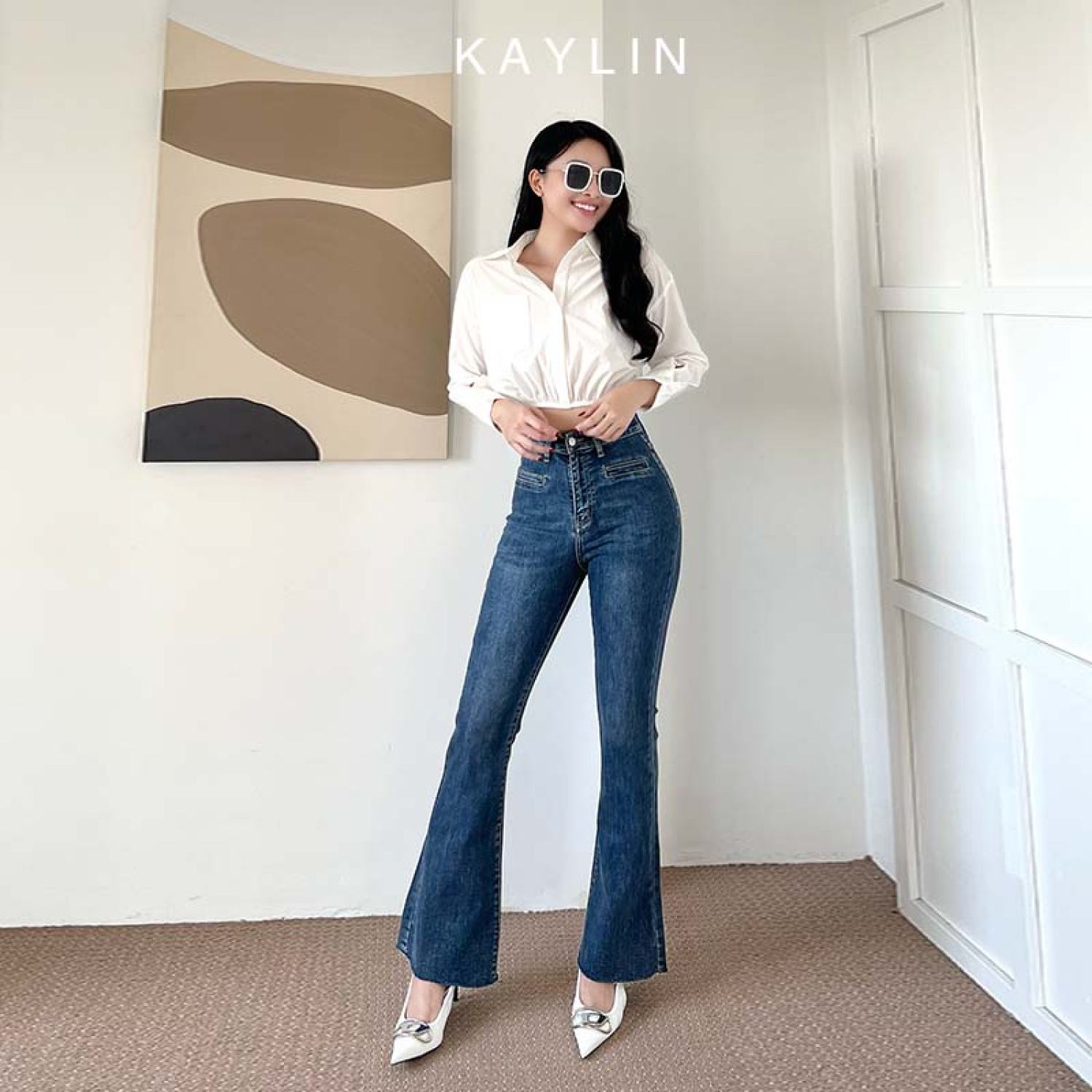 Áo sơ-mi phối bo thun thời trang KAYLIN - N1970