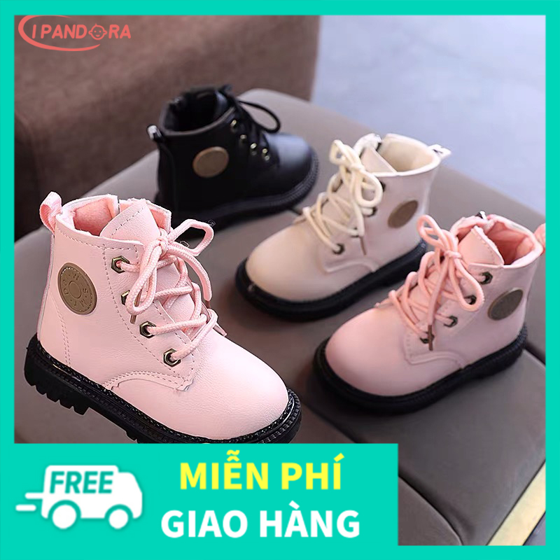 IP pure color Martin boots for boys and girls, lightweight baby short boots 1-3 years old, British style leather Martin boots