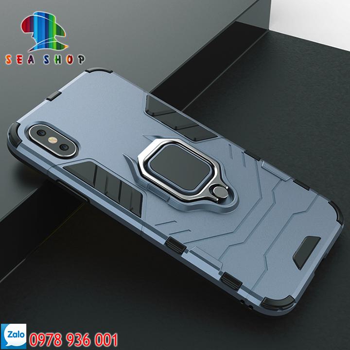 [TẶNG CÁP SẠC] Ốp lưng iPhone Xs Max iRon man kèm iRing chống sốc (xám xanh)