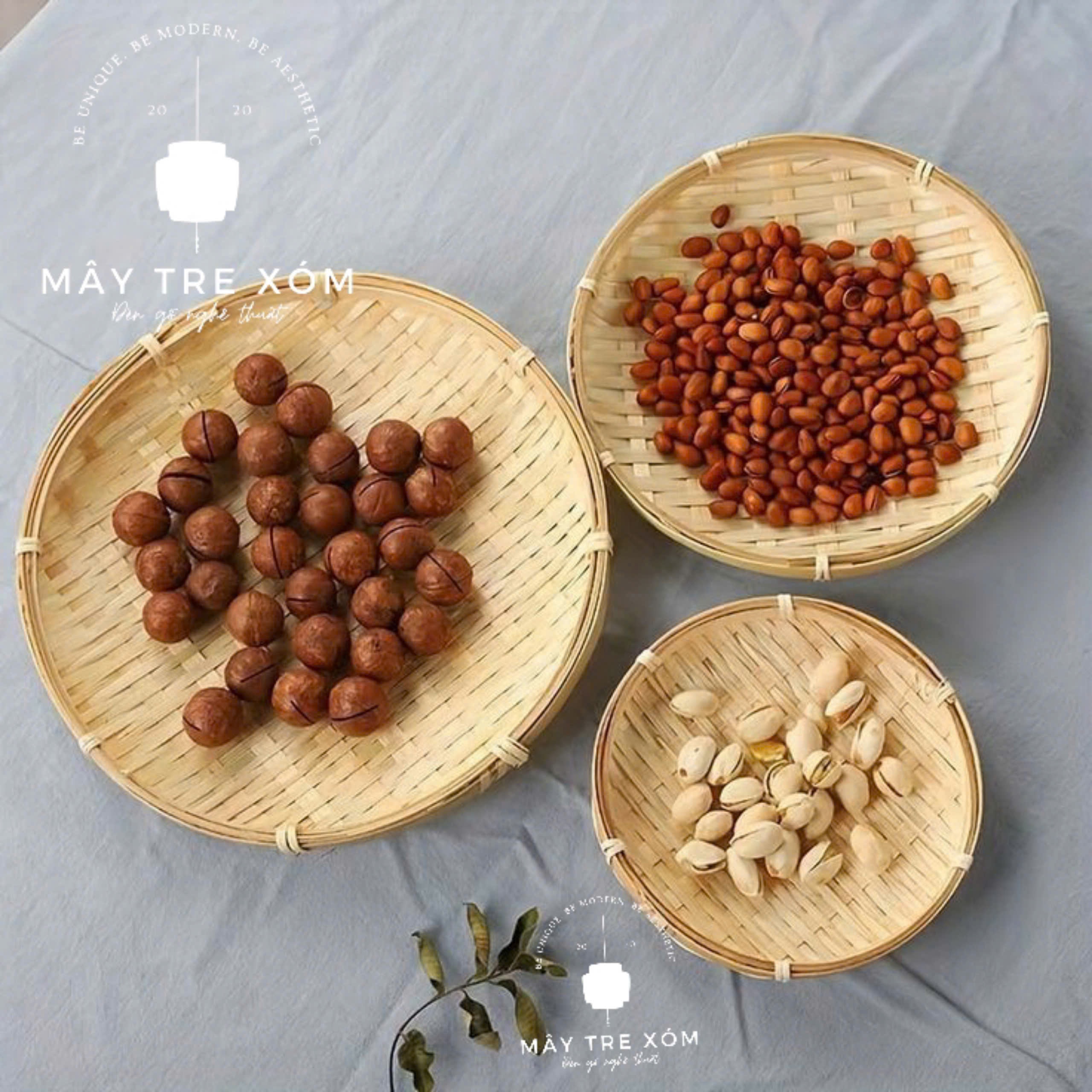 Mẹt tre  trắng trang trí decor