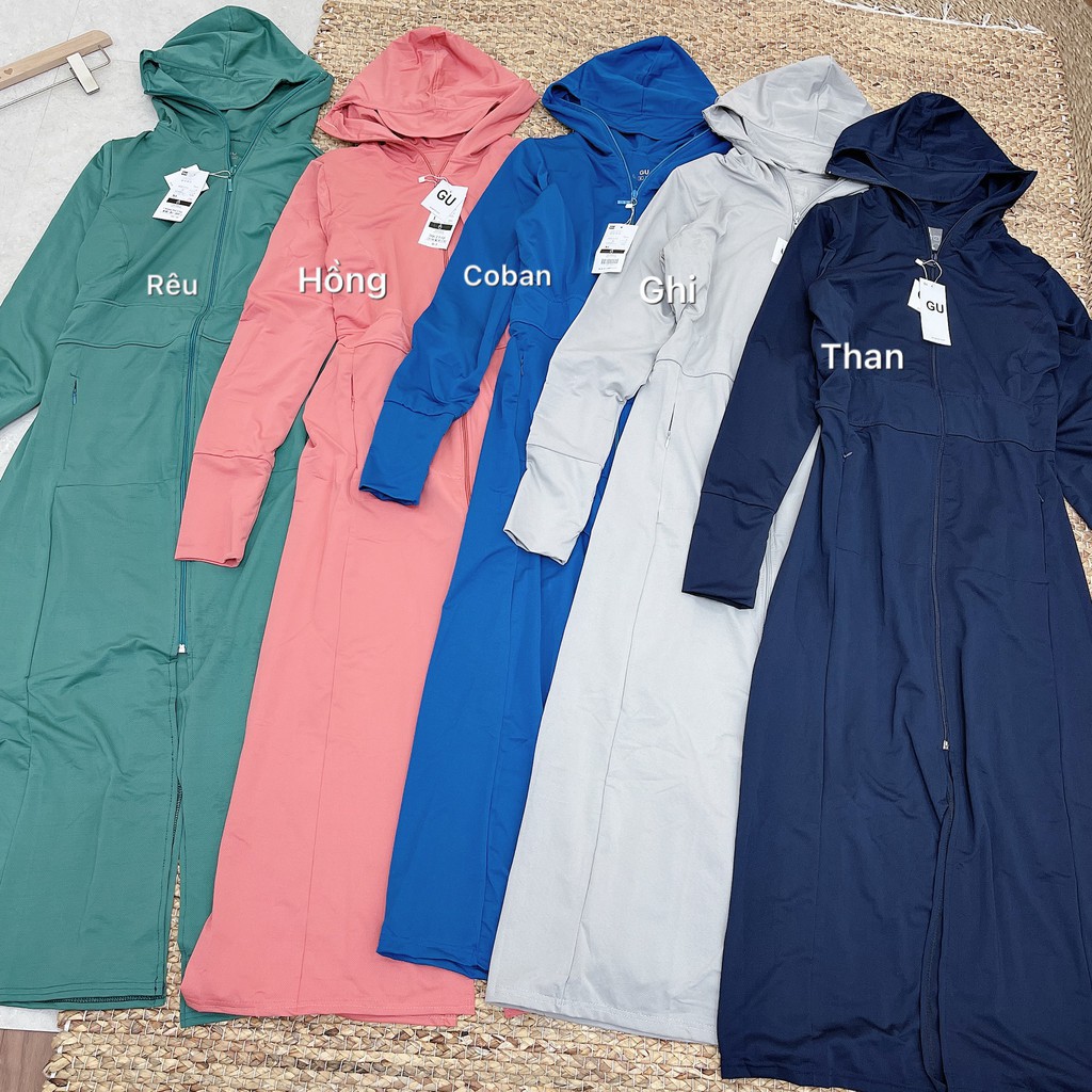 ÁO CHOÀNG DÀI TAY chống nắng GU cao cấp thông hơi phiên bản 2021 - Mũ có khoá