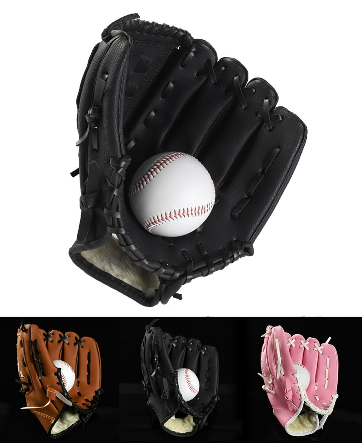 Găng tay bóng Chày Trẻ Em bằng Da cao cấp màu Đen (10.5 Inch)