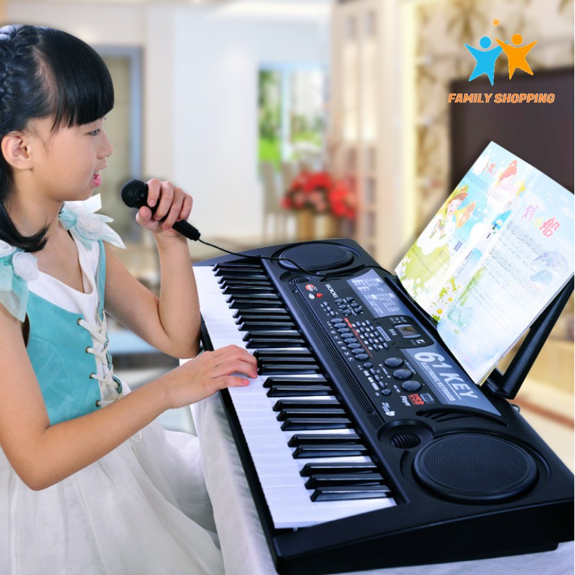 Đàn piano điện tử 61 phím đàn piano cho người mới học đàn - thiết kế mới - chất lượng cao - phím cực nhạy, âm thanh lớn.đàn piano điện tử 61 phím tặng kèm micro và cục sạc,đàn điện piano cho bé phát triển trí não. bh 12 th