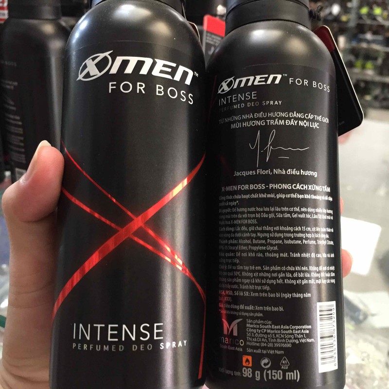 Xịt khử mùi Xmen For Boss Intense 150ml