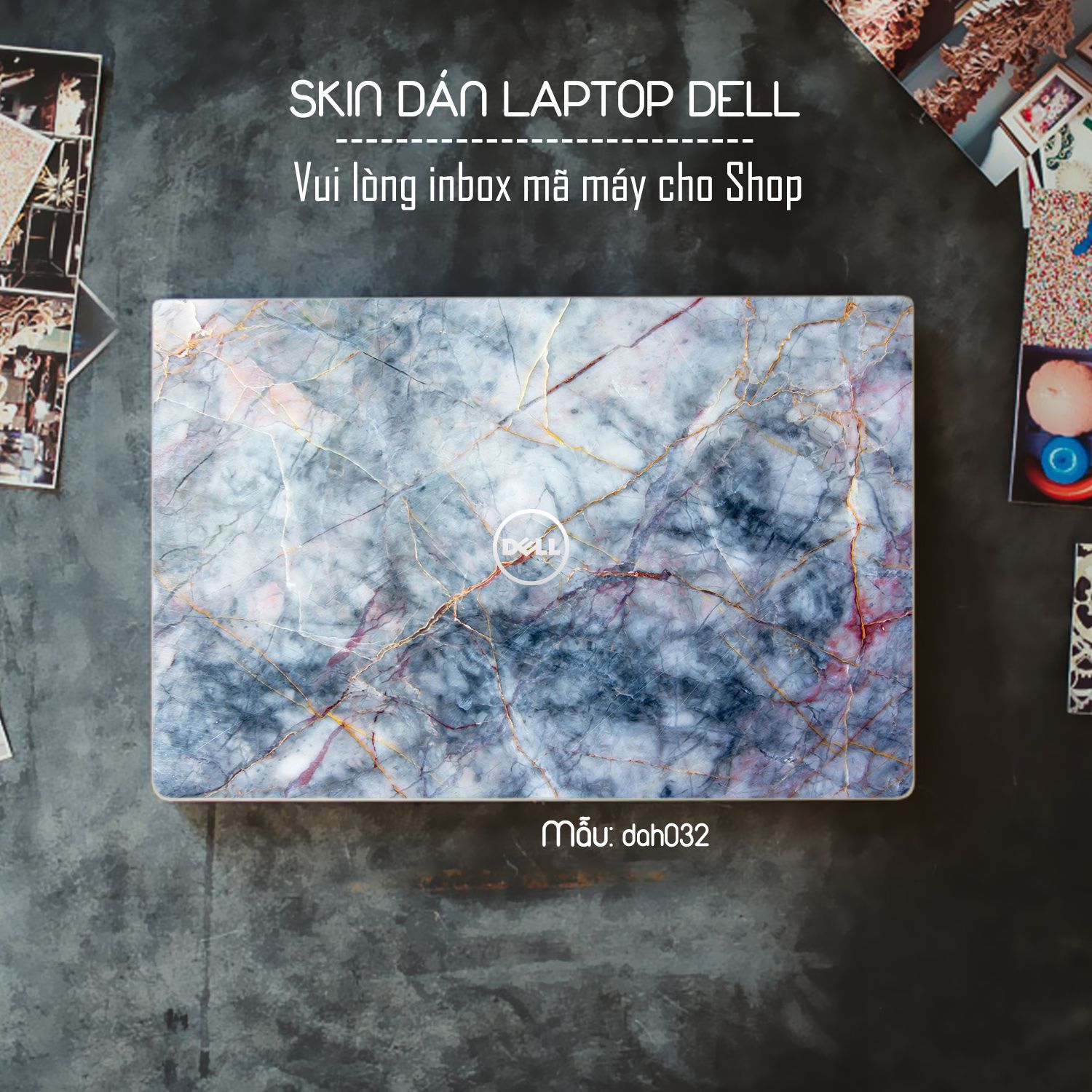 Decal Skin dán Laptop Dell mẫu vân đá (inbox mã máy cho shop)
