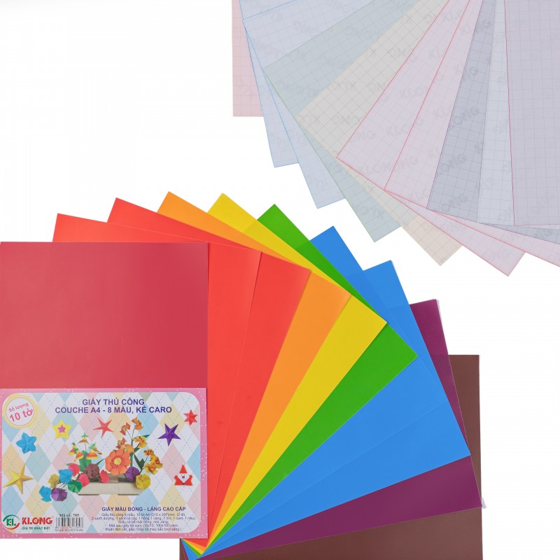 Giấy Thủ Công Khổ A4 10 Tờ 8 Màu