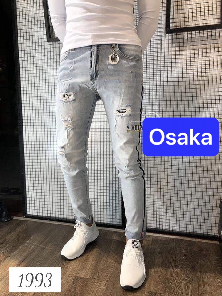 QUẦN JEAN NAM CHẤT BÒ XANH TRẮNG RÁCH SỌC KIỂU SÀNH ĐIỆU NHẬT BẢN OK-1993 - OSAKA FASHION