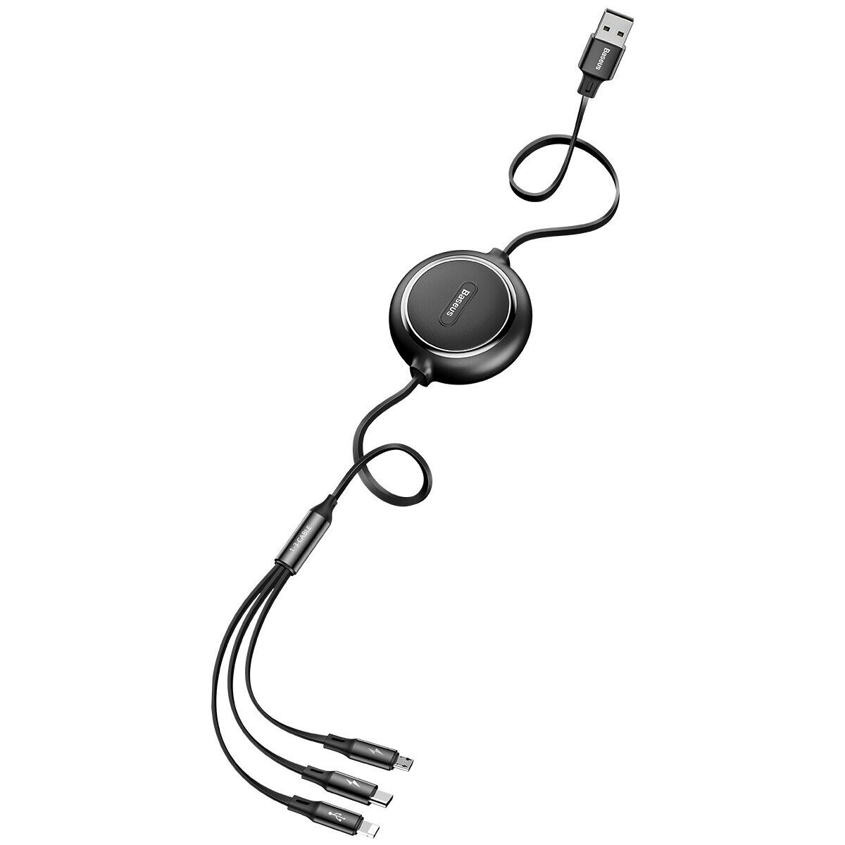 Cáp Sạc Dây Rút 3 Đầu Baseus Golden Loop 3 In 1 Elastic (3.5A, Type C/ Lightning/ Micro Usb, Adjustable, Data & Fast Charge Cable)