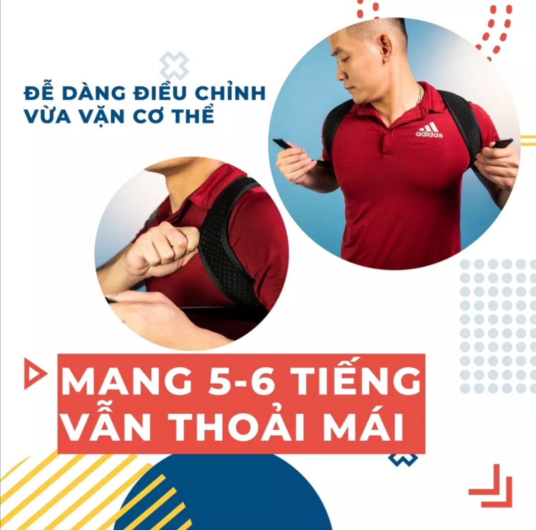 Đai chống gù lưng cải thiện cột sống. Màu đen