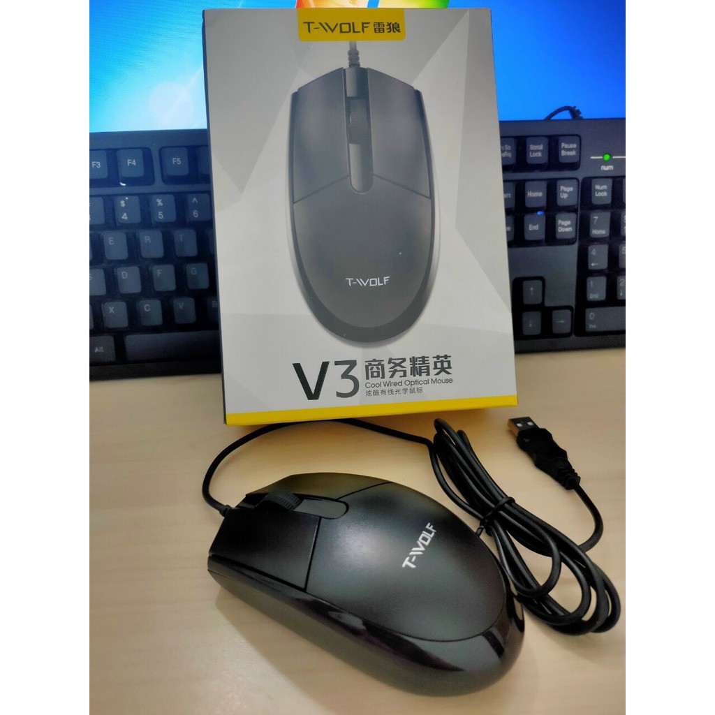 Chuột Có Dây  Mouse Có Dây Văn Phòng T-Wolf V3 - Mouse Computer (BH 12 Tháng)