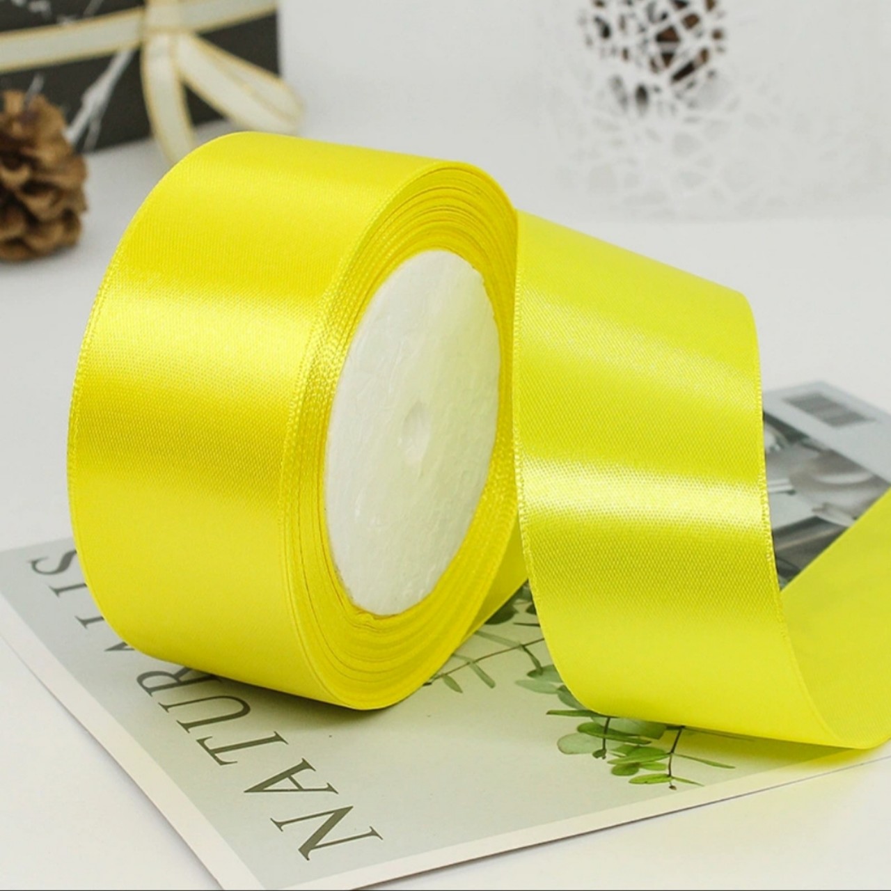 (lố 5 cuộn) Ruy băng Vải lụa stain ♤ bản rộng 4cm♡